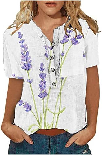 נשים חולצות קיץ טרנדי פרחוני דפוס כפתור למטה חולצות בתוספת גודל עם צווארון קצר שרוול חולצה קומפי מתגנדר