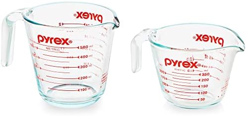 פיירקס 2 חתיכה זכוכית מדידת כוס סט, כולל 1-כוס, ו 2 - כוס מזג זכוכית נוזלי כוסות מדידה, מדיח כלים, מקפיא, מיקרוגל,