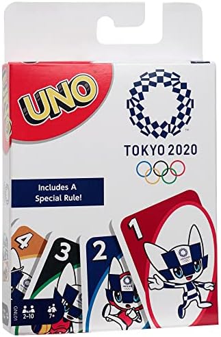 מאטל משחקי אונו משחקים אולימפיים טוקיו 2020 כרטיס משחק, עם 112 כרטיסי והוראות לשחקנים 7 שנים ומעלה, מתנה נהדרת