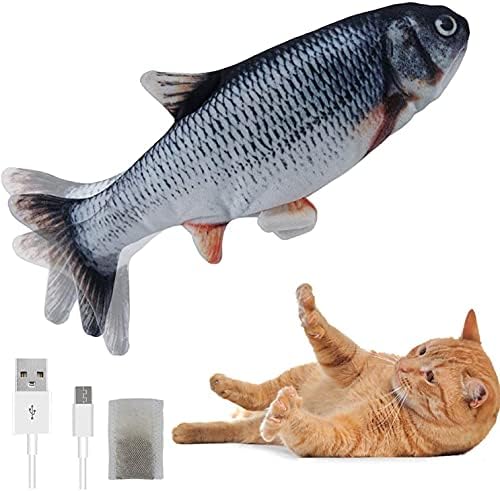 צעצוע חתול דגים אינטראקטיבי של TerePeak, דגים מודפסים תלת מימדיים אלקטרוניים, צעצוע של חתול דגים מלא,