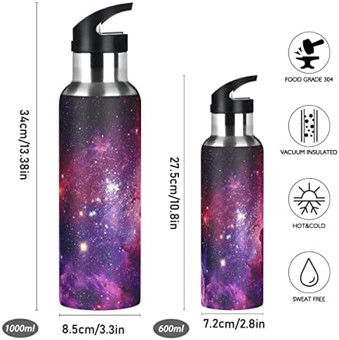 בקבוק מים שטח של גלקסי גלקסי, בקבוק מים 32 גרם עם מכסה קש מבודד נירוסטה, לריצה, הליכה, ספורט