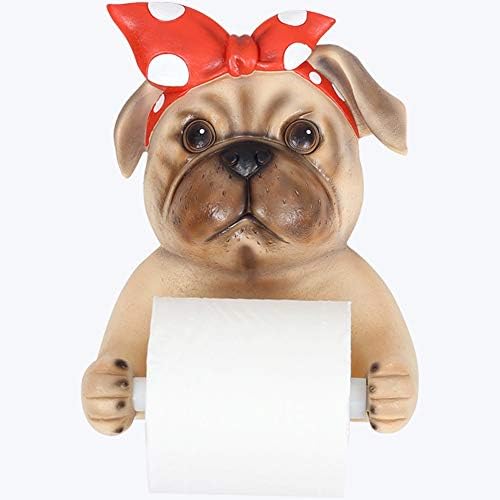 Yuanflq קריקטורה קריאייטיב חמוד פאג כלב שרף שרף יניקה נייר טואלט מחזיק קיר קיר רכוב על מוטי-למטרה דבק מתקין