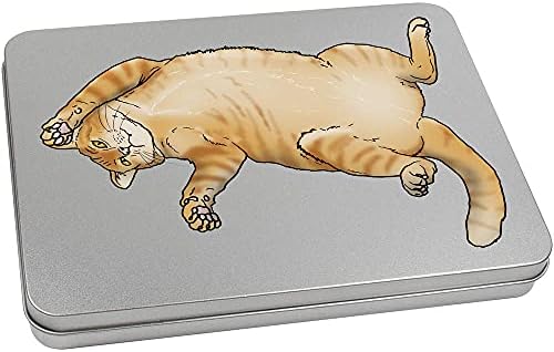 Azeeda 95 ממ 'חתול ג'ינג'ר שמנמן' מתכת פח/קופסת אחסון