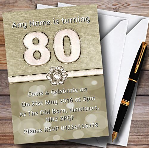 הזמנות לטיטניום זהב ולבן ה -80 המותאמות אישית למסיבת יום הולדת