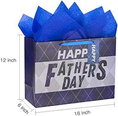 שקית מתנה של יום האב של Loveinside עם נייר טישו, תג וכרטיס ברכה לאבא, יום הולדת ועוד - 16x6x12 אינץ ',