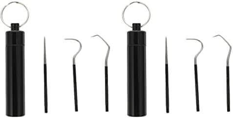 Upkoch 2sets פלדה לקיסמים שימושיים של מחזיק מפתח פיקניק ניקוי כלים לכיס חוט נייד ערכת אוראל ערכה מתכתית אספקה