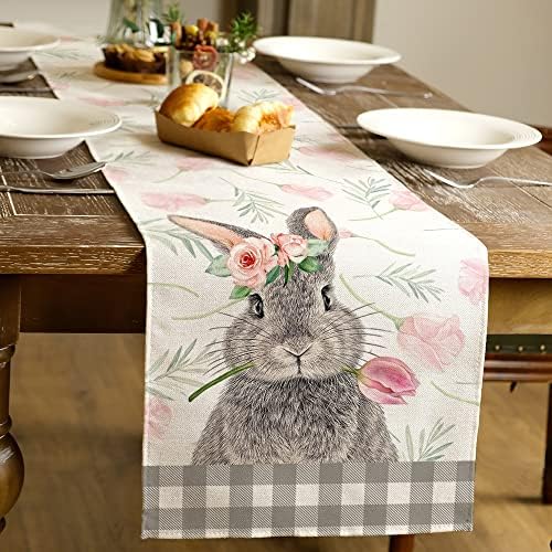 ארקני פסחא שולחן רץ 108 סנטימטרים, ארנב צבעוני קפה בית אוכל מקורה עונתי אביב חג החווה שולחן