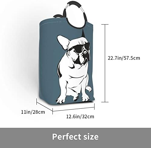 שקית אחסון בגדים מלוכלכים מרובעת 50 ליטר מתקפלת / עם ידית / כלב צרפתי המתאים לארון אמבטיה נסיעות