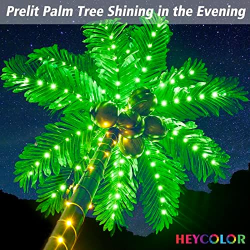 8ft LED עץ דקל מואר עם קוקוס עץ חג המולד עיצוב חיצוני עץ דקל מלאכותי אורות עץ דקל טרופי לבריכת פטיו