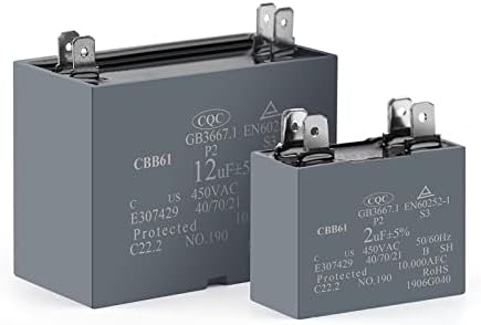 ZAAHH 2PCS CBB61 מאוורר מזגן מאוורר הקבל 450V 1.2UF 1.5UF 2UF 2.5UF 3UF 3.5UF 4UF 4.5UF 5UF 6UF 6.5UF 7UF