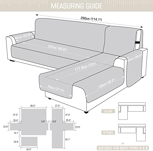 טאוקוקו אטום למים ספות ספה מכסה ספה בצורת L כיסויי טרקלין נוחיים 3 יחידות כיסויי ספה הפיכים עבור ספה חתך