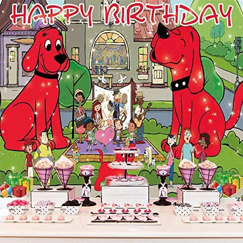 כלב אדום גדול אספקת מסיבת רקע קישוטי יום הולדת עוגת שולחן חדר תפאורה באנר תמונה פוטושוט וילונות וידאו