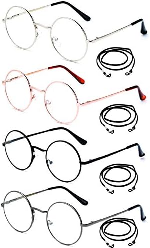 ניובי אופנה 4 חבילות עגול קריאת משקפיים עם שרוכי מתכת מסגרת שפה דקה אביב ציר מעגל מסגרת בציר קריאת