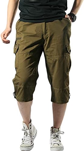מכנסי מטען ארוכים בגברים 3/4 גברים רופפים מתאימים מתחת לברך טקטי קפרי קצרים רגועים מתאימים מכנסיים קצרים