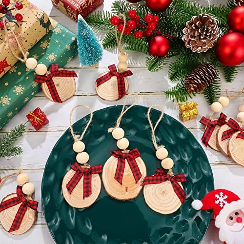 YALIKOP 9 חלקים לחג המולד גרבי חג עץ תגי עץ מותאמים אישית קישוטי עץ קישודים חרוזים עם מיתרים תלויים עץ לקישוטים