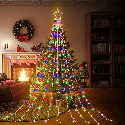 אורות חג המולד של פוניאו, קישוטי חג המולד בחוץ, 320 אורות מחרוזת מפל לד, 8 מצבי אור אורות חג
