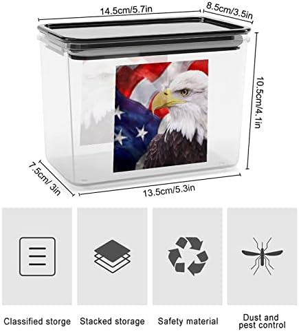 נשר דגל אמריקאי מיכל אחסון מזון מפלסטיק קופסאות אחסון ברורות עם מכסה חותם