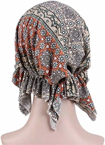 Qhome נשים כותנה בנדנה צעיף קשור לפני כובע כימו כפה טורבן לבוש ראש חולי סרטן נשים טורבנט