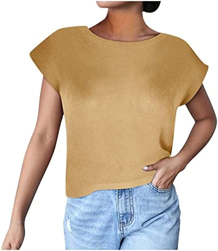 גופיות יבול לנשים טנקים רופפים קיץ חולצות ללא שרוולים מזדמנים חולצות חולצות סוודר סוודר שרוול צוואר.