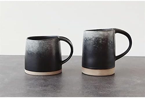 N/A ספלי קרמיקה עם ידית וכף עץ כוסות קפה בעבודת יד כוס חלב תה לא סדיר כוס חלב