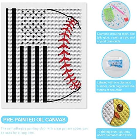 דגל אמריקאי ובייסבול 5D ערכות ציור יהלומים מלאכות מקדחות מלאות DIY יצירות אמנות שלמות המשמשות לקישוט