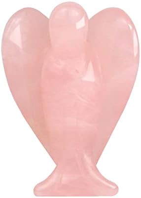 OUUBUUOY ROSE קוורץ קריסטל פסלוני פסלי פסלי חן חן טבעי אבן מגולפת מלאך שומר אפליה 1.5 אינץ 'לריפוי