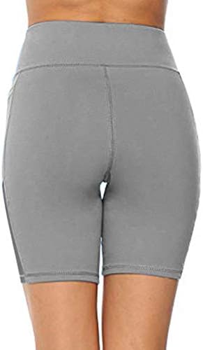 מכנסיים קצרים במותניים בגודל של וווואה פלוס גודל מותניים עם כיסים עם מכנסי יוגה מתיחה מוצקה מכנסי