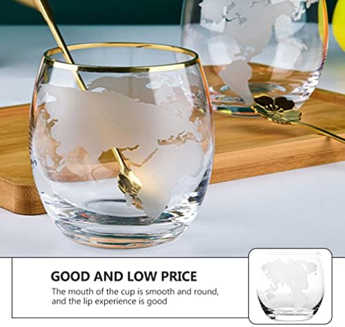 450 מ ל ברור זכוכית מים כוס סט 2 יחידות מפת העולם עיצוב ויסקי משקפיים קריסטל ירה משקפיים קפה ספלי