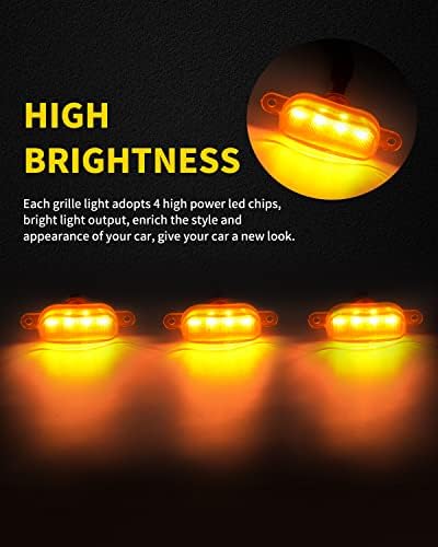 Allam Amber LED אורות 3 יחידות סורג קדמי מנורות ראפטור אביזרים לרכב עם רתמה ונתיך, תואם לשנים 2004-2019