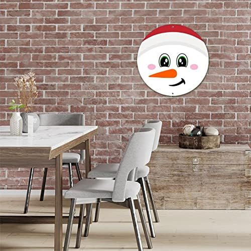חג המולד של שלג שמח חיוך פנים פנים וינטג 'עגול שלט מתכת עגול עיגול פוסטר מתכת שלט שלט דקורטיבי שלט קיר