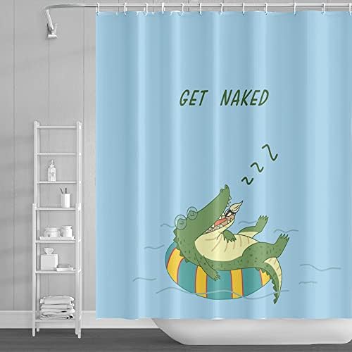 דורסב מקבל עירום וילון מקלחת תנין מצויין מצחיק, תפאורה לחדר אמבטיה חמוד של בעלי חיים בר, תנין שוכב