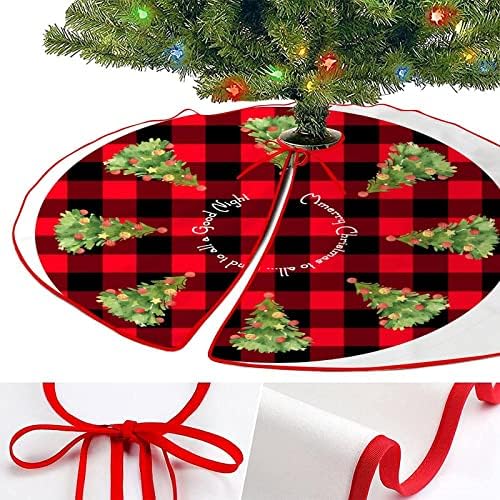 חצאית עץ 30 x30 אדום ושחור משובץ משובץ מחצלת עץ חג המולד וינטג 'חג המולד קישוטי עץ לקישוטי קישוטי מסיבת
