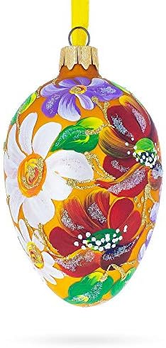 פרחי פרחים ודייזי קישוט ביצה זכוכית 4 סנטימטרים