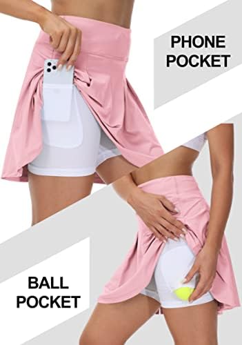 חצאיות טניס גולף של Cakulo לנשים בתוספת גודל מותניים גבוהים אימון ספורט ספורט קפלים מעודדים עם כיס מכנסיים