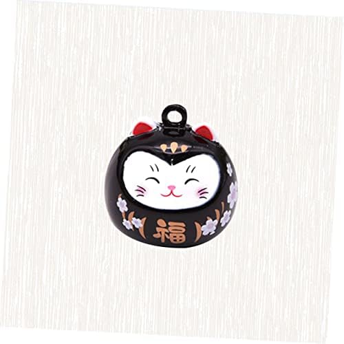 2 יחידות חתול פעמון יפני חתול קסמי קרפט פעמוני פסל דקור שרשרת תליון תרמיל מחזיק מפתחות יפני פעמון תליון
