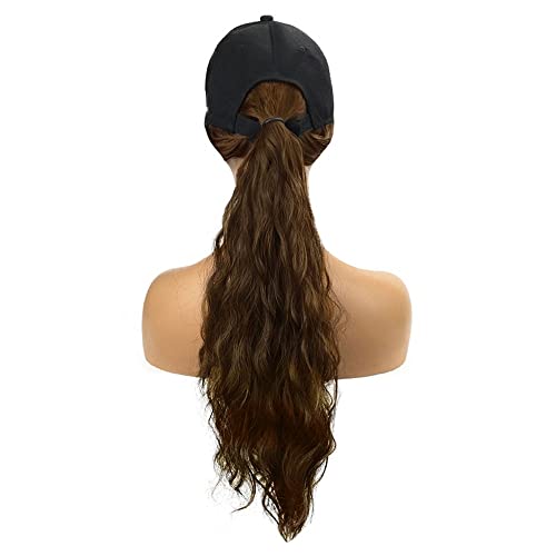 בייסבול כובע עם תוספות שיער, 21.56 נשלף פאת כובע ארוך מתולתל גלי שיער פאות עבור אישה ילדה