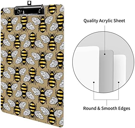 דבורת דבש דפוס קשה פלסטיק לוח לוח קשיח אקריליק לוחות עם נמוך פרופיל קליפ סטנדרטי 4 מכתב גודל