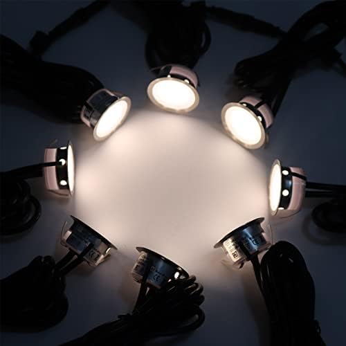 סיסלן LED אורות סיפון חיצוניים עם תא פוטו, לבן חם 8 פאק φ1.56 אינץ 'נירוסטה ומחשב שקוע מדרגות תאורת תאורה