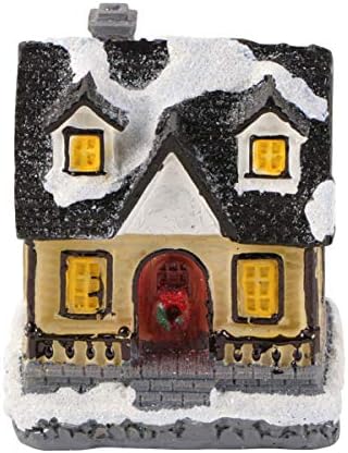 Wakauto חג מולד זוהר בית קטן שרף מיני כפר כפר שלג קישוט סיר צמח צלמת צלמית מיניאטורה אביזרי נוף למסיבת חג המולד