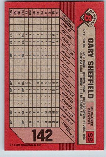 1989 באומן 142 גארי שפילד מילווקי ברוארס MLB בייסבול NM-MT