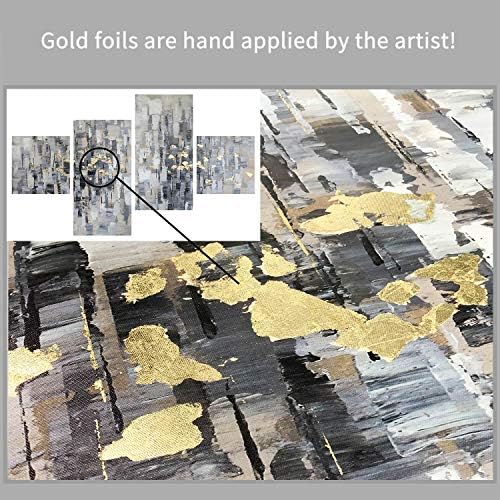 נתיב אומנותי תקציר בד קיר אמנות: יצירות אמנות אפורות ציור נייר זהב למשרד סלון