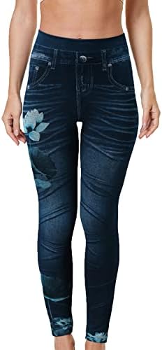 מכנסי יוגה נשים מכנסיים ג'ינס פלוס ג'ינס פו בגודל מכנס מודפס פרחוני סקסית סקסית חותמי כושר רזה טייץ