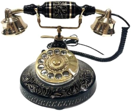 פליז וינטג 'פליז ימי טלפון חיוג סיבוב לבית, עיצוב משרדי, טלפון דקורטיבי בסגנון רטרו טלפון עתיק