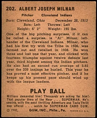 1940 משחק כדור 202 אל מילנאר קליבלנד אינדיאנים אקסים