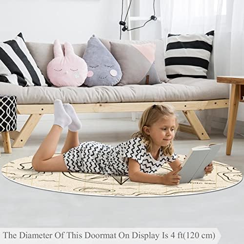 Llnsupply בגודל גדול 4 מטר ילדים עגולים אזור משחק שטיח שטיח מפה מצפן משתלת כרית שטיח לא להחליק