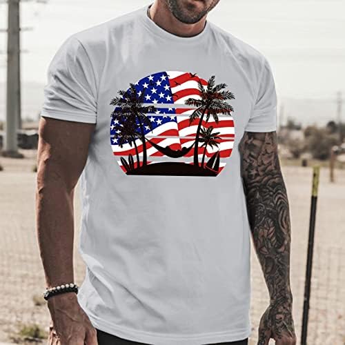 חולצת טריקו של שרוול קצר של ZDFER של ZDFER יום עצמאות רגיל יום עצמאות דגל אמריקאי הדפס קלאסי טייז רך צמרות