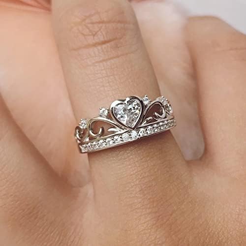 2023 טבעת כתר זירקון לב מעודן לנשים טבעת אירוסין מתנות תכשיטים