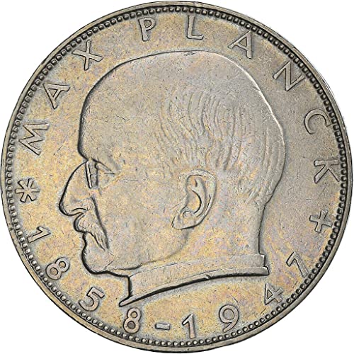 1957-1971 2 מטבע מארק גרמני, עם חלוץ מקס פלאנק בפיזיקה. 2 דויטשה מארק שדורג על ידי המוכר המופץ על ידי המוכר