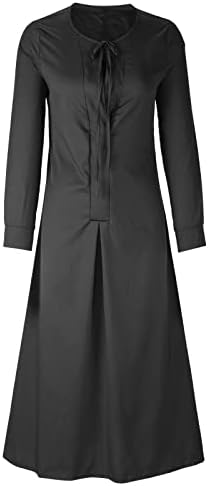 מקרית חולצה שמלות לנשים 2022 סתיו שרוך ארוך שרוול חולצות שמלה מוצק צבע מקסי ארוך סתיו שמלה