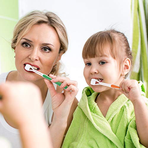 2 חתיכות 3 צדדי אוטיזם מברשת שיניים שלושה זיפי נסיעות מברשת שיניים עבור מלא שיניים וחניכיים-טיפול,